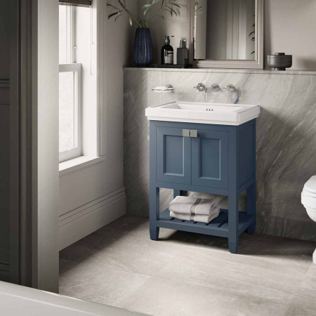 Burlington Riviera 580mm Matt Blue Vanity Unit and Basin Lifestyle
