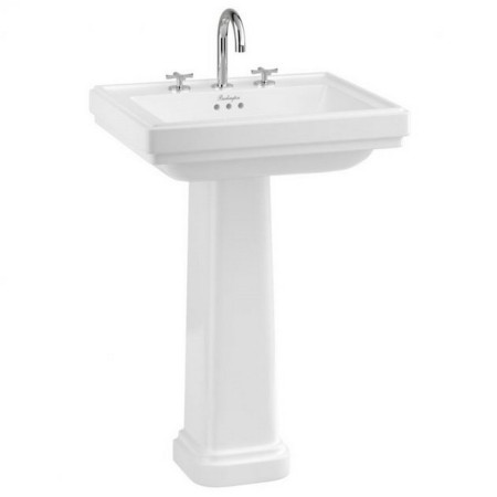 Burlington Riviera 580mm Square Basin with Full Pedestal 3TH Design