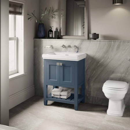 Burlington Riviera 650mm Matt Blue Vanity Unit and Basin Lifestyle