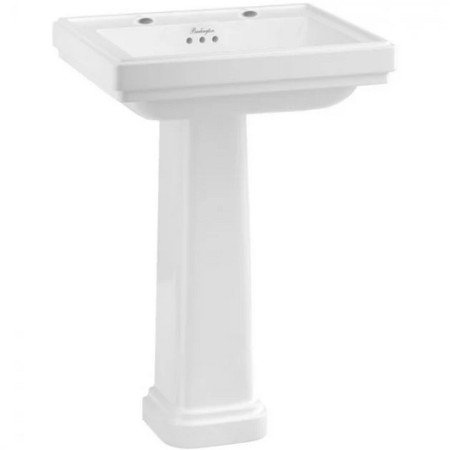 Burlington Riviera 650mm Square Basin with Full Pedestal 2TH Design