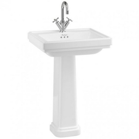 Burlington Riviera 650mm Square Basin with Full Pedestal 1TH Design