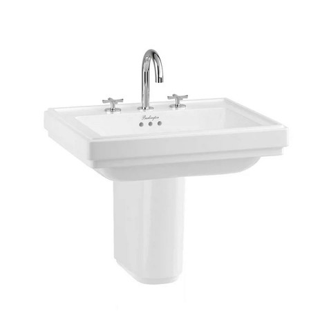 Burlington Riviera 650mm Square Basin with Semi Pedestal 3TH Design