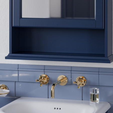 RIV1GOLD Burlington Riviera Gold 3TH Wall Mounted Basin Mixer Lifestyle