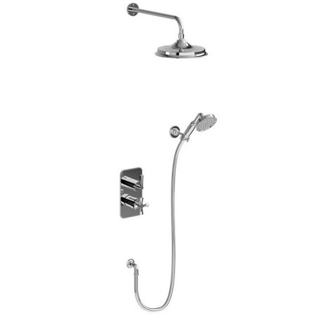 Burlington Riviera Thermostatic Chrome Concealed Shower Valve with Adjustable Handset and 12 Inch Head