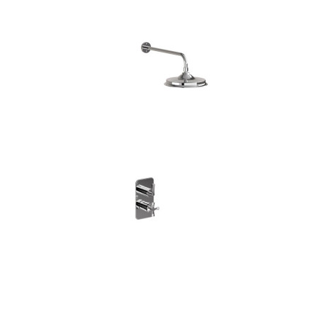 Burlington Riviera Thermostatic Chrome Concealed Shower Valve with Fixed Arm and 12 Inch Rose