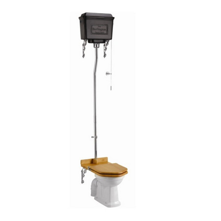 Burlington S Trap High Level WC with Dual Flush Black Aluminium Cistern