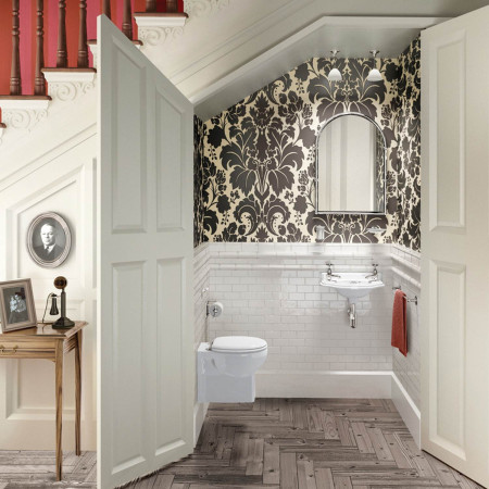 P13 Burlington Small 505mm Curved Front Cloakroom Basin Lifestyle