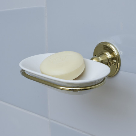 A1GOLD Burlington Soap Dish in Gold with Hand Soap Bar