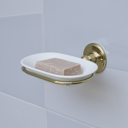A1GOLD Burlington Soap Dish in Gold with Soap Bar