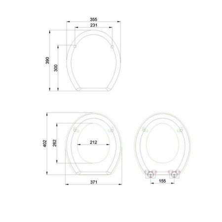 S45 Burlington Soft Close Toilet Seat in Matt White Line Drawing