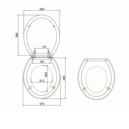 S11 Burlington Standard Close Toilet Seat in Golden Oak Line Drawing