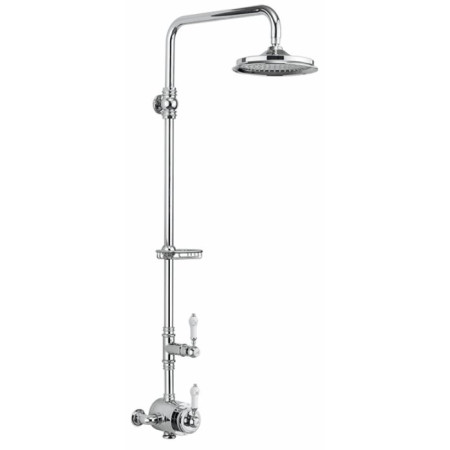 Burlington Stour Thermostatic Exposed Shower Valve Single Outlet, Rigid Riser, Fixed Shower Arm & Soap Basket with 6 Inch Rose BF2S + V16