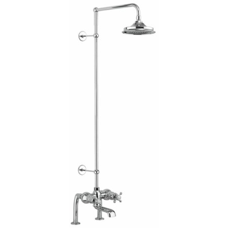 Burlington Tay Thermostatic Bath Shower Mixer Deck Mounted with Rigid Riser & Swivel Shower Arm with 6 inch Rose BT2DS.EXT+V16