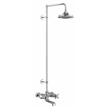 Burlington Tay Thermostatic Bath Shower Mixer Wall Mounted with Rigid Riser & Swivel Shower Arm with 6 inch Rose BT2WS.EXT+V16