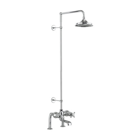 Burlington Tay Thermostatic Deck Mounted Bath Shower Mixer with Rigid Riser and Shower Rose