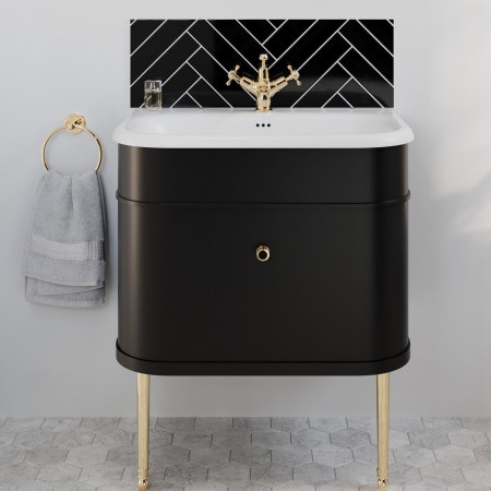 A3GOLD Burlington Towel Ring in Gold with Black Vanity Unit