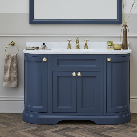 A3GOLD Burlington Towel Ring in Gold with Blue Vanity Unit