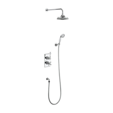 TF2S/V60 Burlington Trent Concealed Shower Valve in Chrome and White Ceramic with Adjustable Handset and 12 Inch Fixed Head