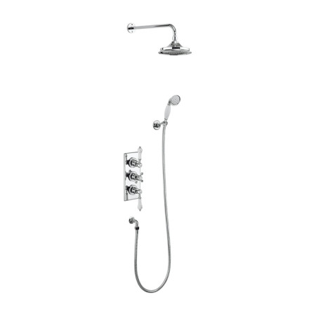 TF3S Burlington Trent Concealed Triple Controlled Shower Valve with 12 Inch Fixed Head and Handset