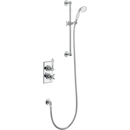 TF1H Burlington Trent Thermostatic Concealed Shower Valve in Chrome with Adjustable Handset and White Ceramics