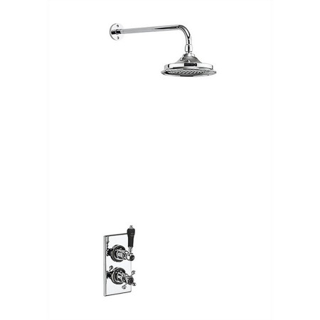 Burlington Trent Thermostatic Concealed Shower Valve in Chrome with Black Ceramics and 9 Inch Showerhead