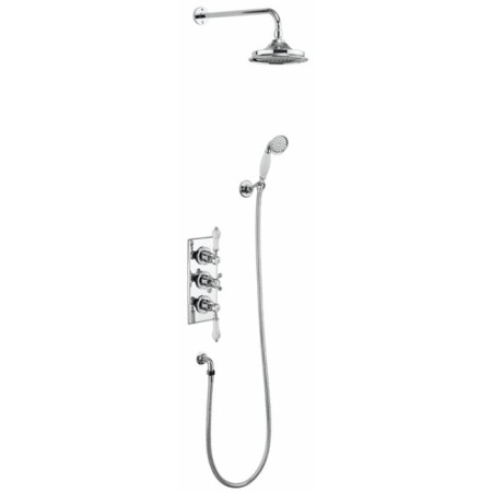Burlington Trent Thermostatic Two Outlet Concealed Shower Valve, Fixed Shower Arm, Handset & Holder with Hose with 6 inch TF3S+V16