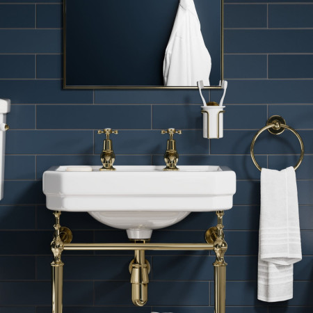 A2GOLD Burlington Tumbler Holder in Gold Bathroom Setting