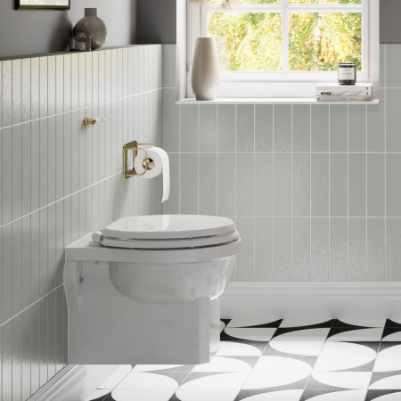 A5GOLD Burlington WC Roll Holder in Gold Bathroom Setting