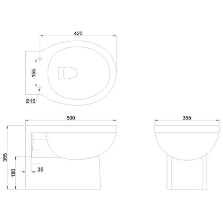 P10 Burlington Wall Hung Pan Line Drawing