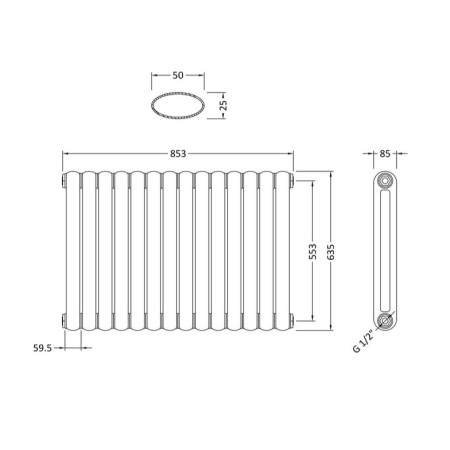 HSA008 Hudson Reed Salvia Double Panel Radiator 635 x 863mm Anthracite (2)