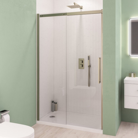 Corniche 2000 Brushed Brass 1200mm Sliding Shower Door