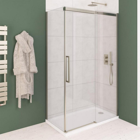 49.6031 Corniche 2000 Brushed Brass 1700mm Sliding Shower Door with Side Panel