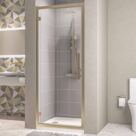 Corniche 2000 Brushed Brass 760mm Hinged Shower Door