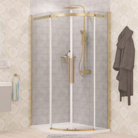 Corniche 2000 Brushed Brass 1200 x 900mm RH Offset Quadrant Shower Enclosure