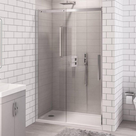 Corniche 2000 Chrome 1600mm Sliding Shower Door