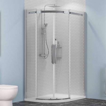 Corniche 2000 Chrome 1100 x 800mm LH Offset Quadrant Shower Enclosure