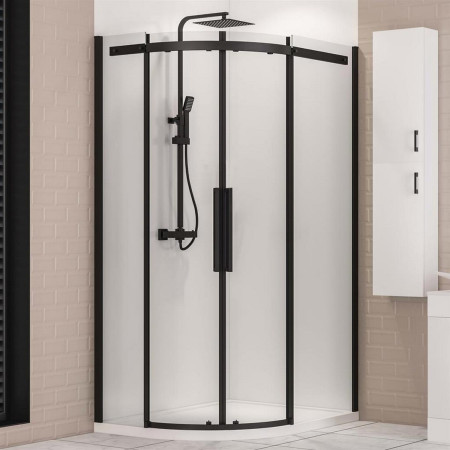 Corniche 2000 Matt Black 1100 x 800mm LH Offset Quadrant Shower Enclosure