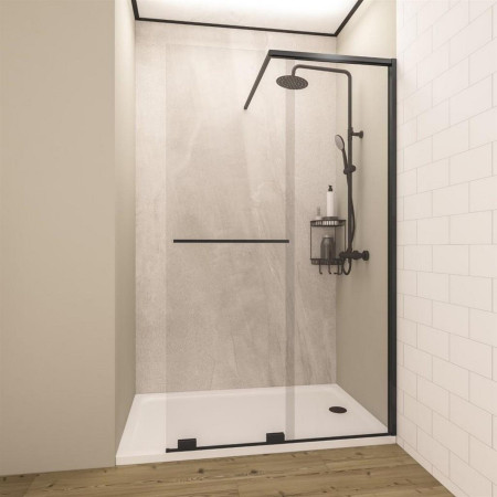 Corniche 2000 Matt Black 1600mm Right Hand Sliding Wetroom Panel