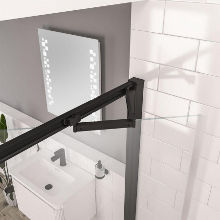 49.7030 Corniche 2000 Matt Black 900mm Infold Shower Door Hinge Close Up
