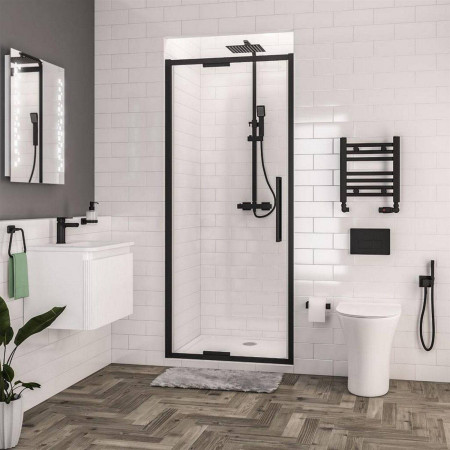 Corniche 2000 Matt Black 760mm Infold Shower Door