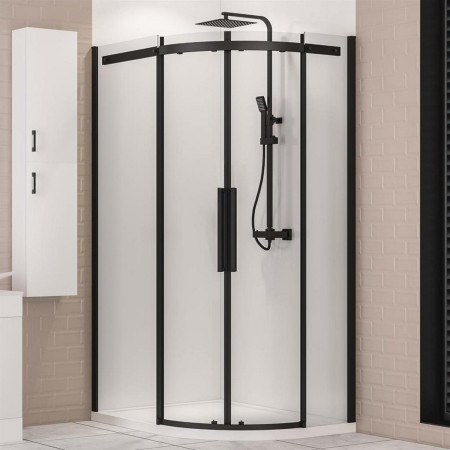 Corniche 2000 Matt Black 1000 x 800mm RH Offset Quadrant Shower Enclosure