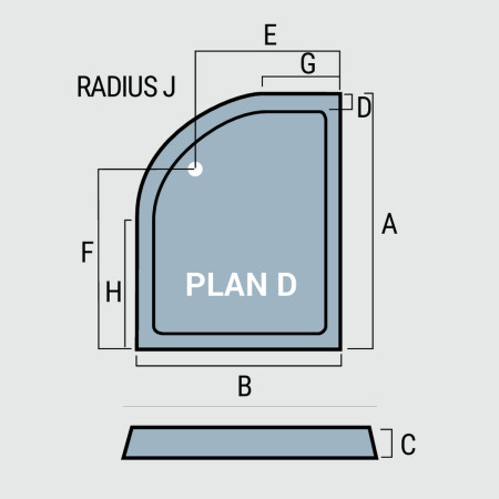 159.2305 Corsair 1200mm x 900mm Left Hand Offset Quadrant Anti Slip Shower Tray Technical Drawing