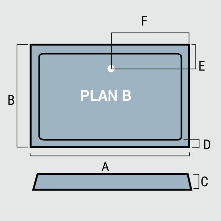 159.1103 Corsair 1000mm x 760mm Rectangular Shower Tray Size Diagram