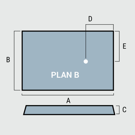 159.3206 Crossland 1200mm x 900mm Light Grey Slate Rectangular Shower Tray Technical Drawing