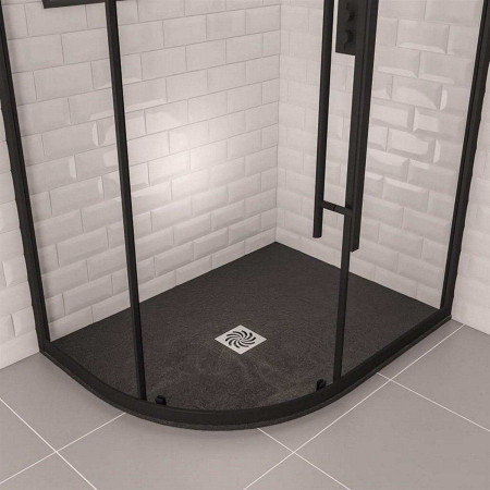 159.3064 Crossland 1200mm x 900mm Black Slate Left Hand Offset Quadrant Shower Tray Lifestyle