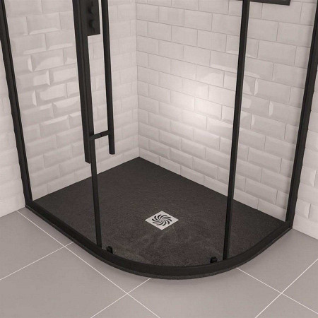 159.3067 Crossland 1200mm x 900mm Black Slate Right Hand Offset Quadrant Shower Tray Lifestyle