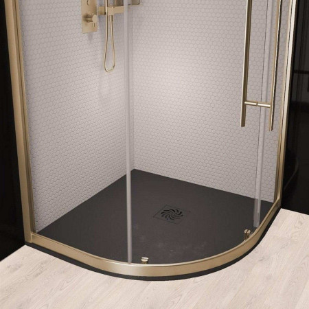 159.3057 Crossland 800mm x 800mm Black Slate Quadrant Shower Tray Lifestyle