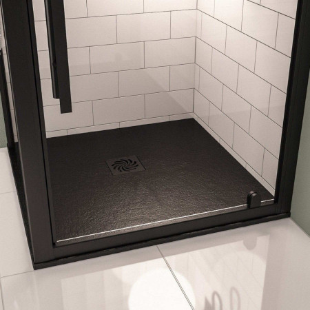 159.3001 Crossland 800mm x 800mm Black Slate Square Shower Tray Lifestyle
