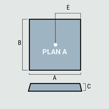159.3002 Crossland 800mm x 800mm Grey Slate Square Shower Tray Technical Drawing