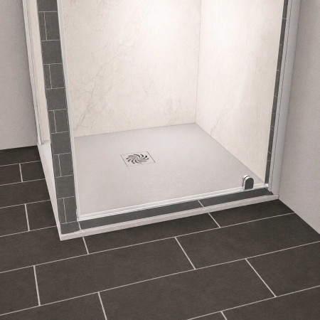 159.3202 Crossland 900mm x 900mm Light Grey Slate Square Shower Tray Lifestyle